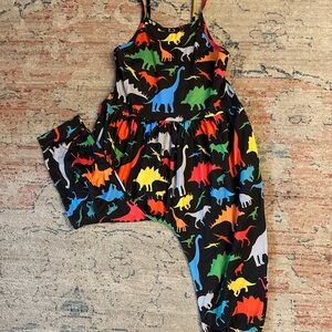 Amazon Black and Red Jumpsuit with Playful Dinosaur Print